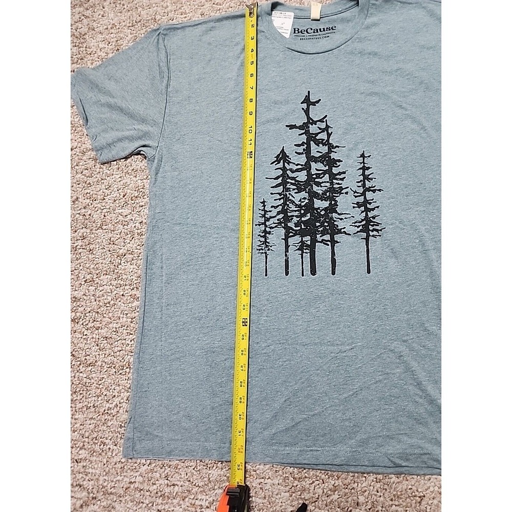 BeCause Tee Hemlock Forest Graphic T-Shirt XXL Blue Green Evergreen Trees New - Picture 4 of 13